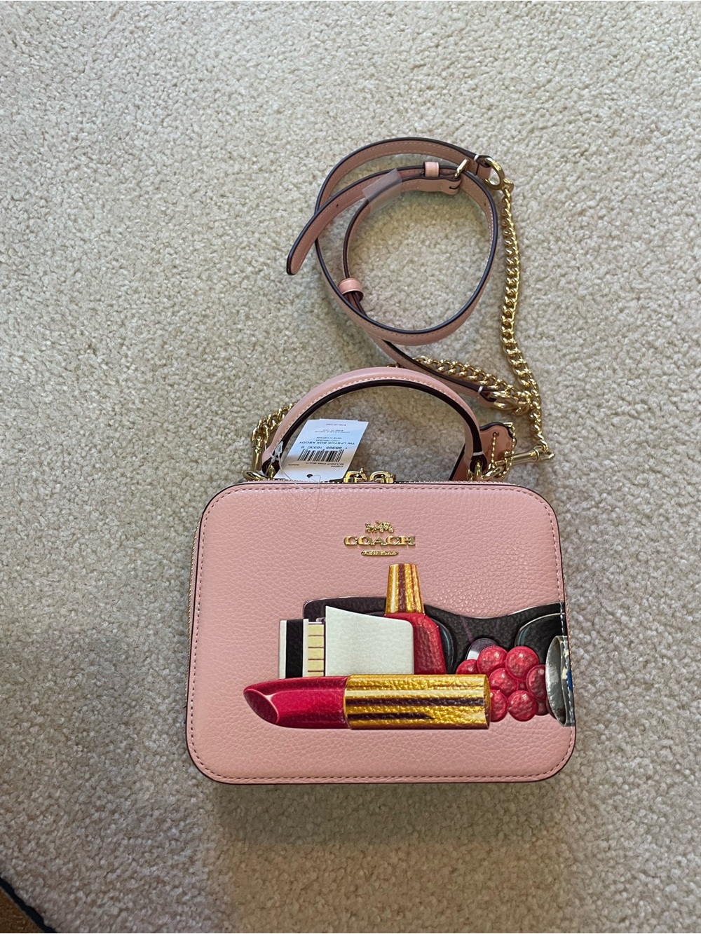 Coach Pink Lipstick Appliqué Mini Crossbody Bag NWT